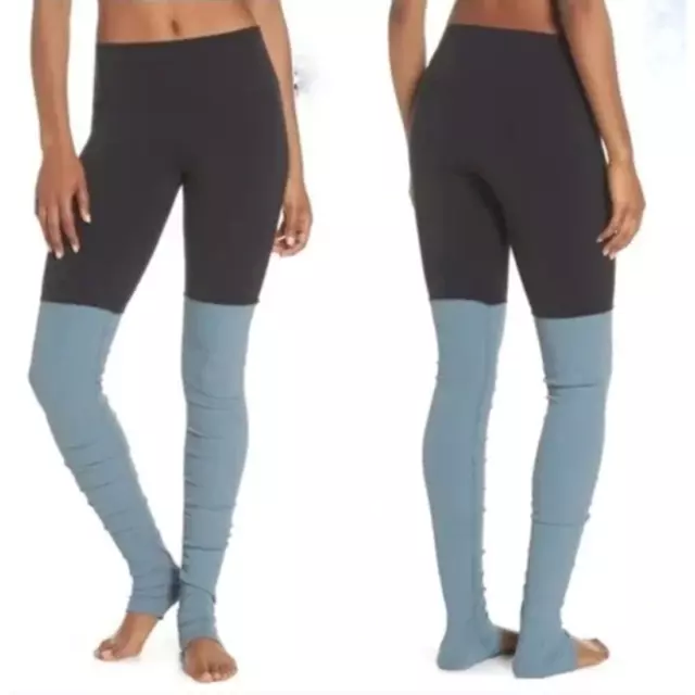 Alo Yoga Goddess Colorblock Black & Blue Leggings Size XS