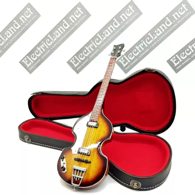 Mini Guitar Beatles Paul McCartney + case shaped box 1:4 miniature collectible