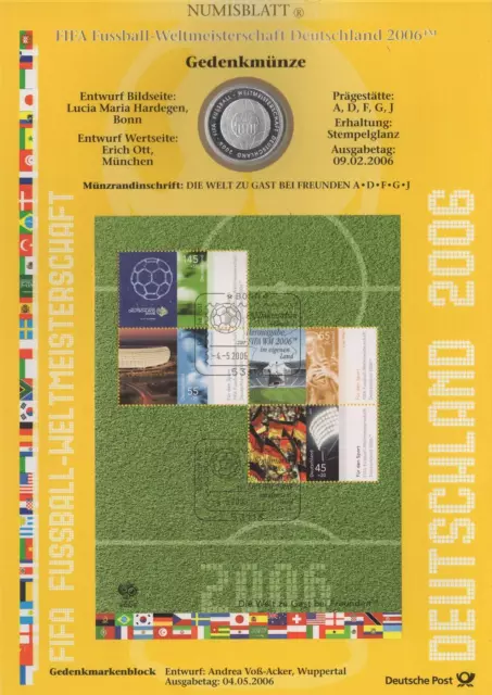 BRD WM-Numisblatt 2006 FIFA Fussball-Weltmeisterschaft