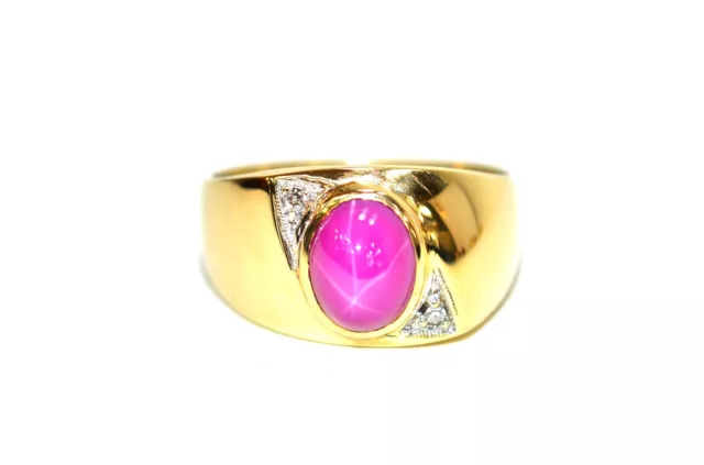 Linde Star Sapphire & Diamond Ring 14K Gold 2.53tcw Gemstone Ring Mens Ring Gem