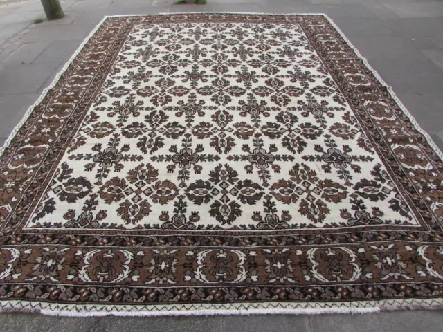 Old Hand Made Traditional Vintage Rugs Oriental Wool Brown Carpet 375x287cm