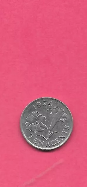 Bermuda Km46 1994 Xf-Super Fine Circulated 10 Cents Flower Old Coin