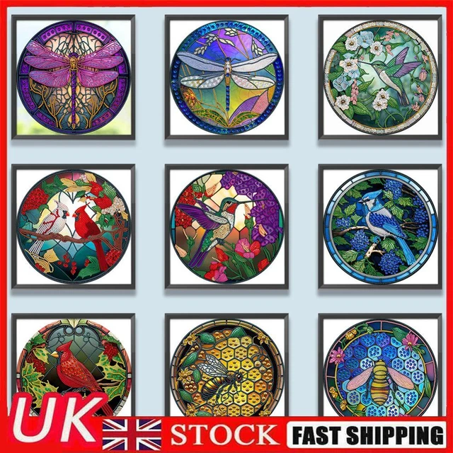 5D DIY Partial Special Shaped Drill Diamond Painting Stain Glass Animal Decor