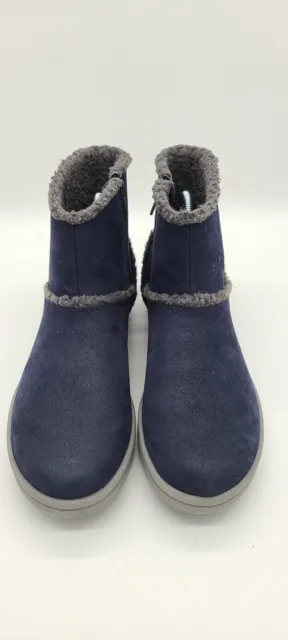CLARKS CLOUDSTEPPERS BLUE Faux Fur Ankle Boots Step Glow Rose Navy 9 M ...