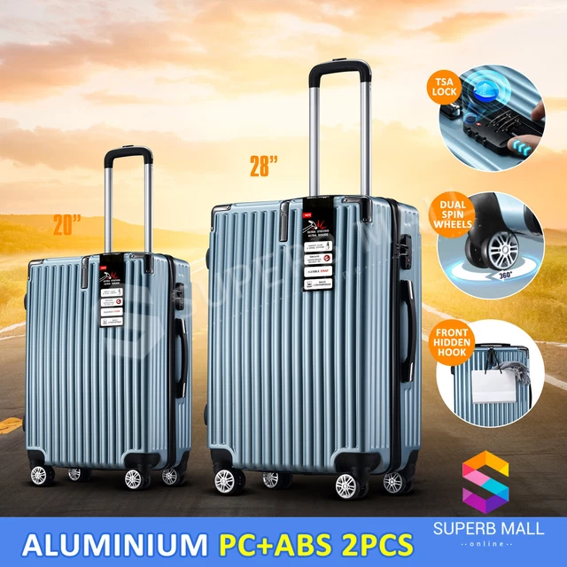 2PCS Luggage Suitcase Set Carry On Traveller Bag Hard Shell Rolling Trolley Blue