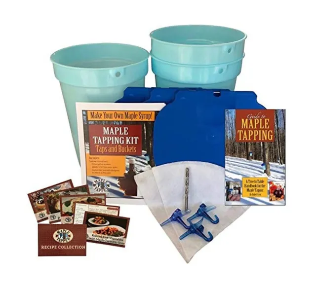 Deluxe Maple Tree Tapping Kit (3) Taps with Hooks (3) 3 Gallon Sap Buckets wi...
