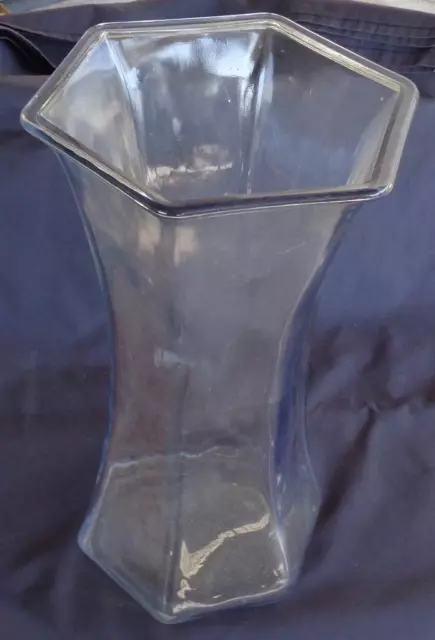 Beautiful Pressed Glass Vase – LARGE SIZE – GREAT SIX-SIDED DESIGN – VGC –PRETTY 2