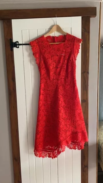REISS 12 DRESS Red Lucy Lace Scalloped Edge 64.00 PicClick UK