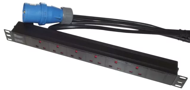 6 way 32 AMP UK PDU - 1u RACKMOUNT Power Distribution Unit 32A For 19" Cabinet