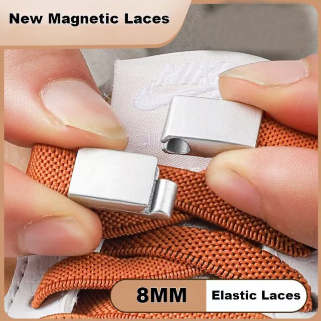 Magnetic Lock Shoelaces without ties 8MM Elastic Laces Sneakers No Tie Shoe