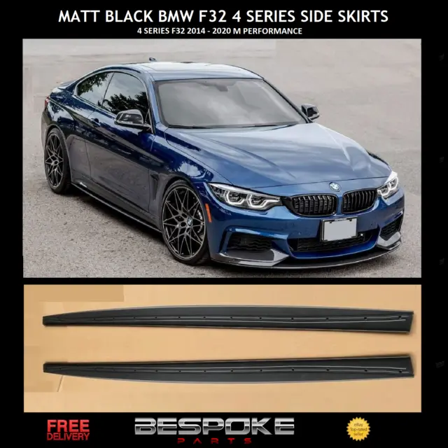 Bmw F32 F33 F36 Matt Black M Performance Style Side Skirt Extension 2012-2019