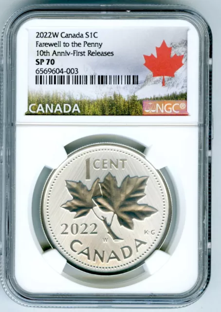 2022 W 1C Canada 1 Oz Silver Ngc Sp70 Farewell To The Penny Maple Leaf Cent Fr
