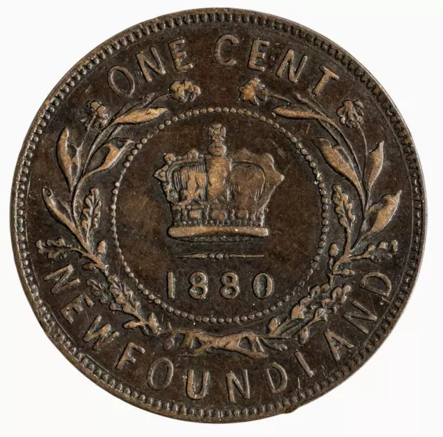 Canada. Newfoundland 1880 Oval 0 Key Date, Bronze Large Cent, EF KM-1