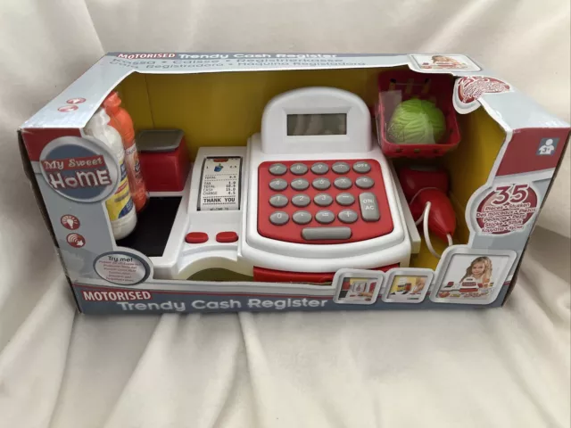 S005 - Iden - Kasse / Registrierkasse / Trendy Cash Register - Weiß / Rot - Neu