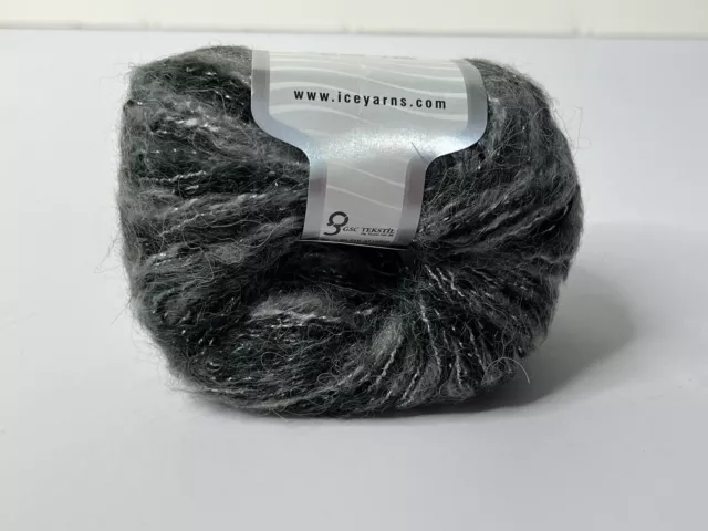 Lot of 8 x 50gr Skeins Ice Yarns Glitz Mohair Bulky Black Gray Silver 3