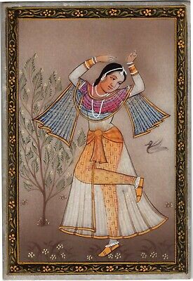 Indian Rajasthan Miniature Art Handmade Ethnic Decor Portrait Marble Painting