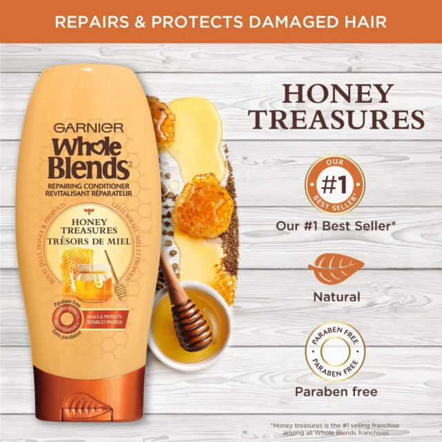Garnier Whole Blends Repairing Conditioner Honey Treasures, Damaged Hair, 12.5 2
