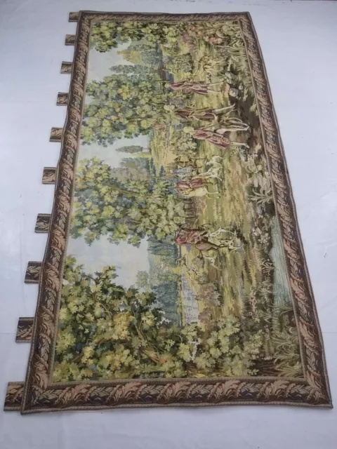 Vintage French Forest Scene Wall Hanging Tapestry Panel 330x166cm