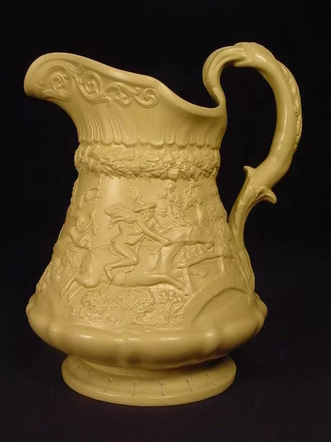 Rare Signed 1835 Raised Relief Ridgway Morality Pitcher Yellow Ware Mint