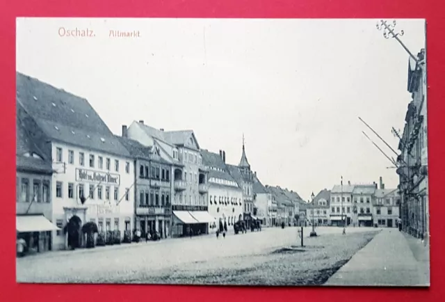 AK OSCHATZ in Sa. um 1910 Altmarkt mit Hotel zum goldenen Löwen    ( 28879