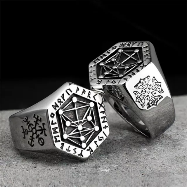 Nordic Mythology Viking Rune Rings Kabala Totem Index Celtic Vintage Norse Knot 3