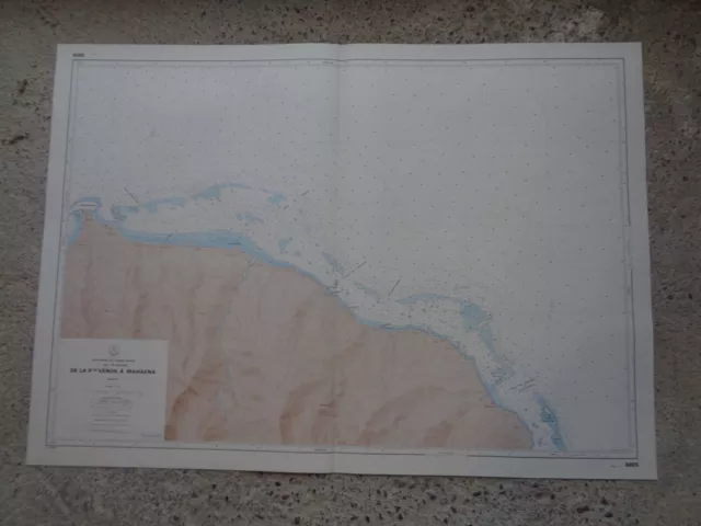 CARTE MARINE De la pointe Vénus à Mahaena  Côte nord-ouest de Tahiti  1975