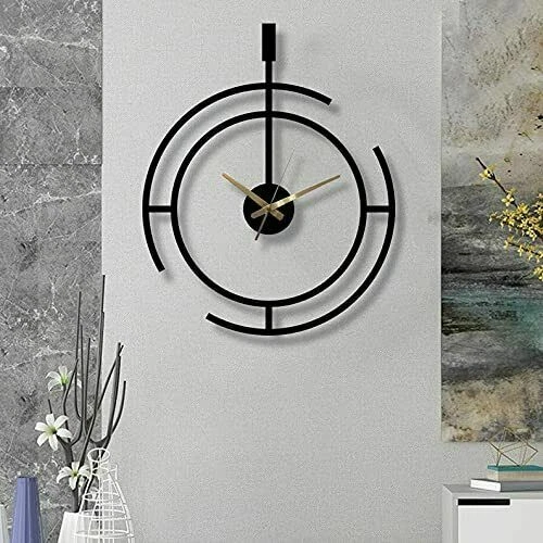 Métal Antique Horloge Murale pour Décor Maison Et Hall 48.3cm (44x44cm) Noir