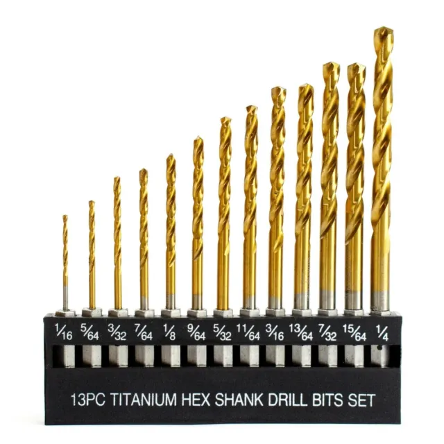 13pc Hex Shank Titanium Drill Bit Set (Quick Change) 6