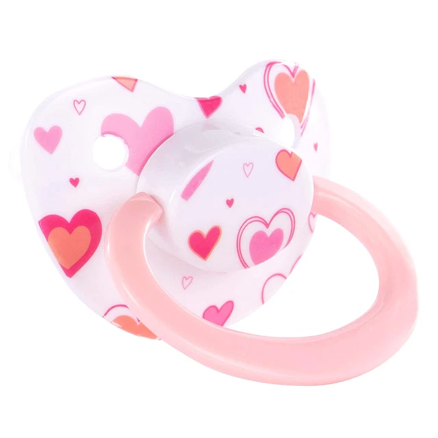 Littletude Sized Pacifier Dummy for Babies, Large Handle, Large Shield, Hearts