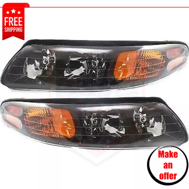 New Headlights halogen set 2pc left right for 2004 Pontiac Bonneville SE, SLE