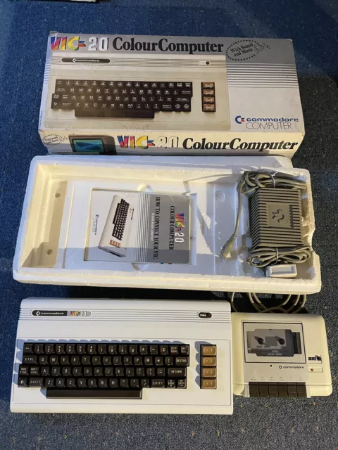 commodore vic 20 computer boxed tested working with games and joystick