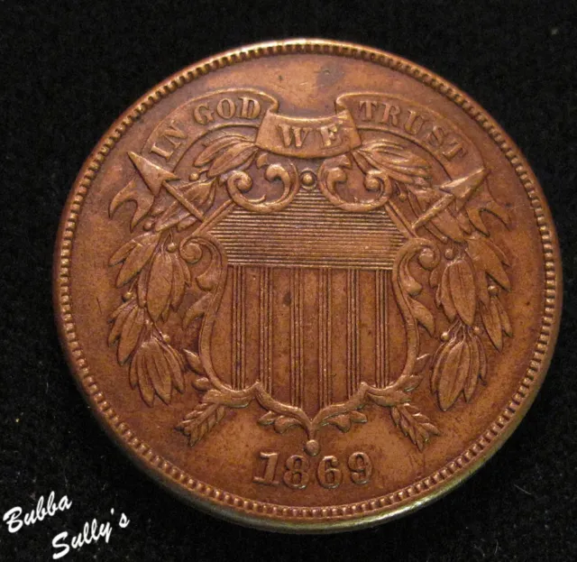 1869 Two Cent Piece XF Details