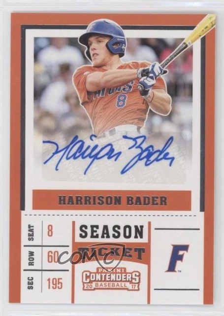 2017 Panini Elite Extra Edition College Tickets Harrison Bader #CT-HB Auto