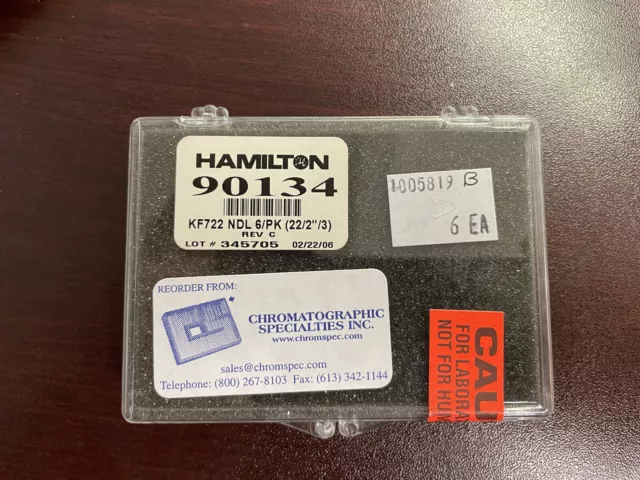 Hamilton 90134 KF722 Needle, 22 Gauge, 2", Point Scale 3 (Pack of 6)