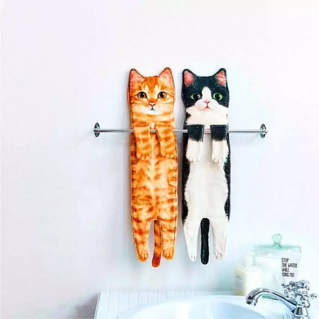 Cute Animal Cat Hand Towel Cartoon Hang Washcloth Bath Water Dry Face Towel HOT