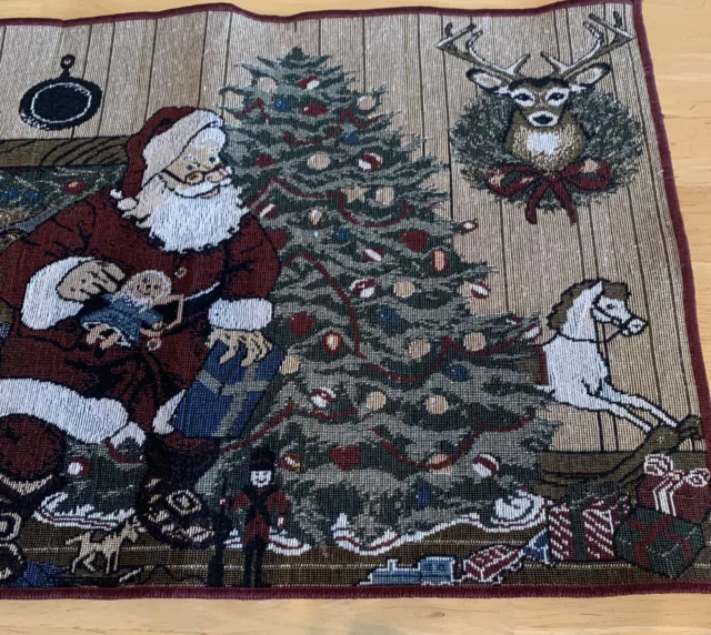 Corredor de mesa tapiz de Navidad 34"" x 12"" hermosa escena navideña ~ Santa