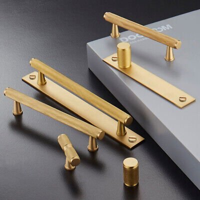 2PCS Brass Knurled T-Bar Furniture Handles Drawer Pulls Dresser TV Cabinet Knobs