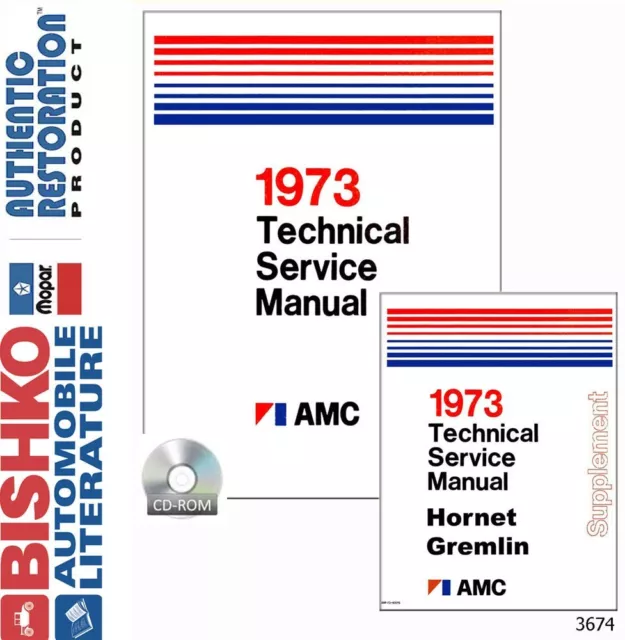 1973 AMC Javelin Ambassador Service Shop Repair Manual CD Engine Drivetrain OEM