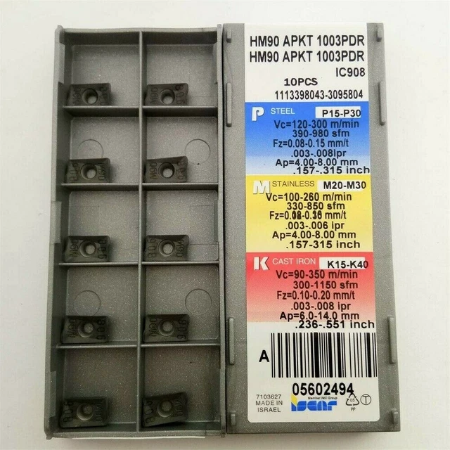 High Quality Carbide Inserts 10 Pcs for APKT1003PDR IC908 Indexable Inserts