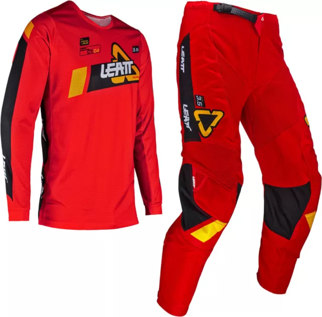 Tuta Completo Cross Enduro Maglia E Pantaloni Leatt Kit Ride 3.5 Red  Rosso