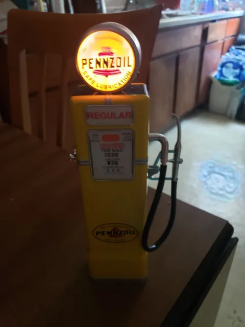 Vintage Lighted Gas Pump Bank Pennzoil 11in. Tall EXCELLENT