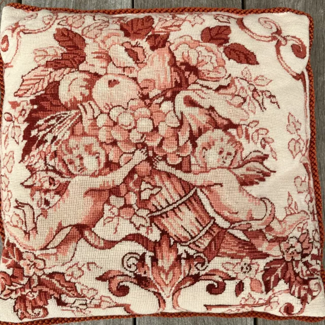 Glorafilia Completed Needlepoint Tapestry Toile De Jouy Cornucopia Cushion