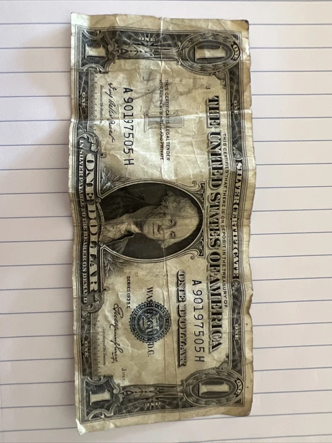 Series 1935 E One Dollar Bill Blue Seal Dilver Certificate