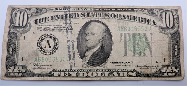 1934 A $10 Federal Reserve Note