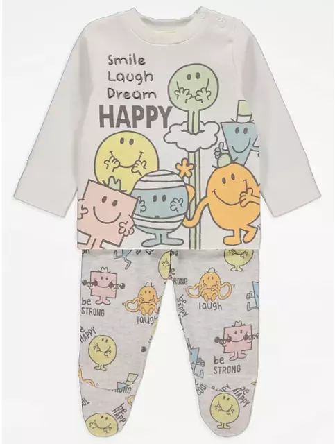 Pigiama bambino Mr Happy 9-12 mesi personaggio da notte Mr uomo Mr Tickle nuovo con etichette 2