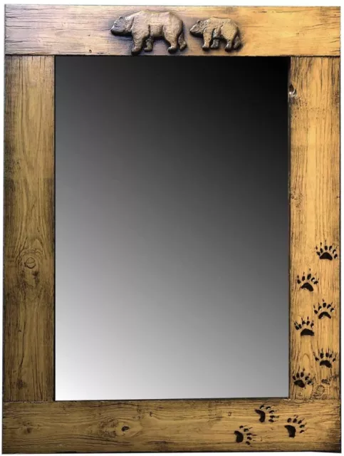 Piazza Pisano Wall Mirror Rustic , Bear Canine Solid Wood Handcrafted Pickup!