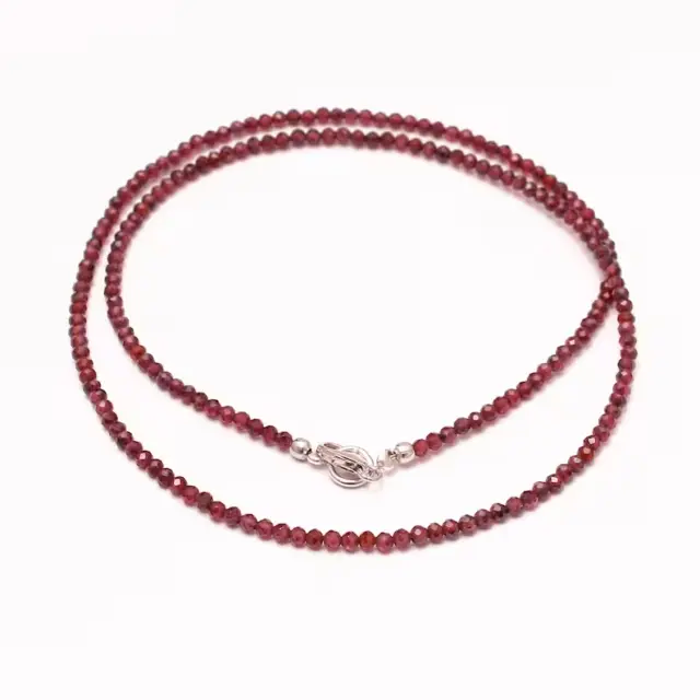 A++ Red Garnet Micro Faceted Round Tiny Beads 18" Elegant Girls Choker Necklace