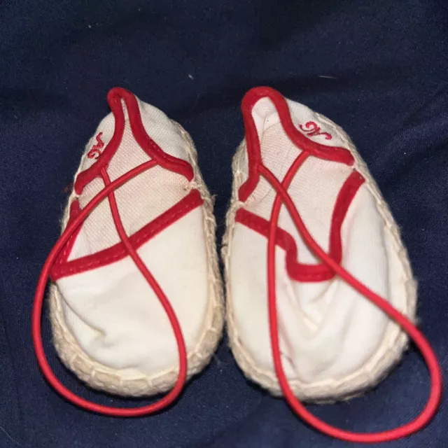 American Girl Brand, SHOE, White Cloth with Red Trim Espadrille Sandal Shoe