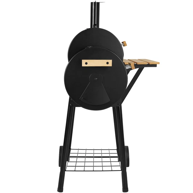 BBQ Holzkohlegrill Barbecue Smoker Grill Grillwagen Standgrill mit Thermometer 4