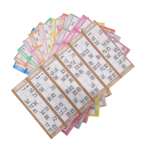 Value Bingo Flyers Quickies Pad Of 600 Tickets 6 TV Bright Colours 1-90